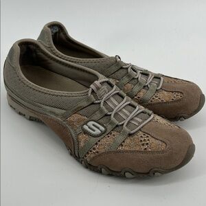 Skechers Womens Bikers Hot Ticket Slip On Tan Shoes Leather Upper Size 7